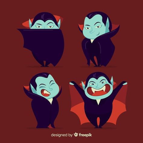 Free Vector | Halloween vampire character collection with flat design Vampire Design, Neon Illustration, Vampire Character, Vampire Illustration, Halloween Vampire, Character Collection, Stationery Templates, Flyer Maker, Business Card Maker