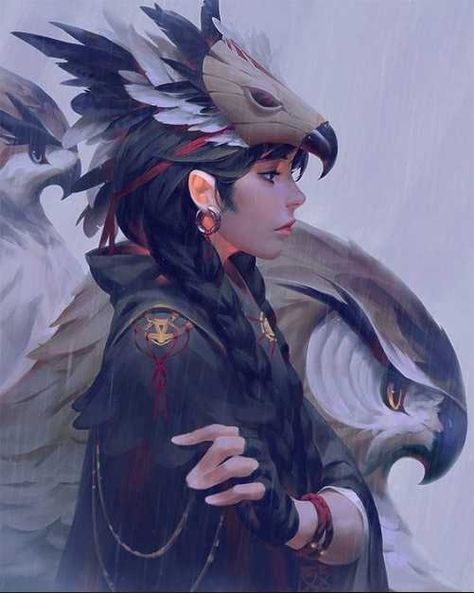 Tribe Queen of Feathers - Imgur by Guweiz Indie Art, Art Et Illustration, High Fantasy, Arte Fantasy, Art And Illustration, 판타지 아트, 영감을 주는 캐릭터, Drawing Tutorials, Art Anime