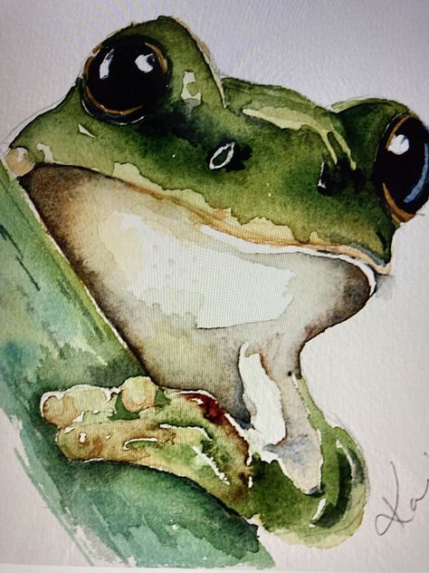 Watercolour Inspiration Animals, Frog Watercolor Paintings, Colored Pencil Animals, Watercolor Creatures, Frog Artwork, Tiny Stamps, Frog Watercolor, Mountain Animals, Learn Watercolor Painting