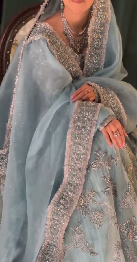 Blue Nikkah, Nikkah Dress Muslim, Dress Muslim, Desi Wedding Dresses, Desi Bride, Nikkah Dress, Desi Clothes, Desi Wedding, Wedding Decor Inspiration