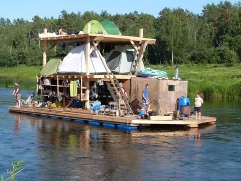 Pontoon Houseboat, Shanty Boat, Floating Raft, Party Barge, Floating Architecture, House Boats, Diy Boat, Boat Stuff, Floating House