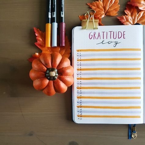 A gratitude log, writing down what I'm grateful for that day. I though November was the perfect month to try this out. November Gratitude Bullet Journal, Gratitude Log, Gratitude Tracker, I'm Grateful, Bullet Journal Design Ideas, Planner Binder, Bullet Journal Ideas Pages, Journal Design, Bullet Journal Inspiration