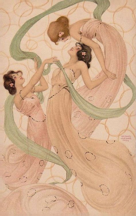 Raphael Kirchner, Fine Photography, Three Graces, Art Et Illustration, Alphonse Mucha, Gallery Art, Mermaid Art, Wassily Kandinsky, Inspiration Art