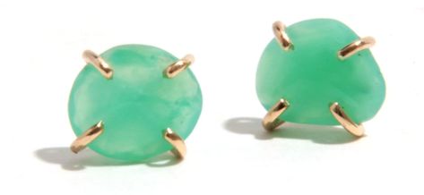 Chrysoprase Stud Earrings - Melissa Joy Manning | Pietra Chrysoprase Jewelry, Melissa Joy Manning, Rare Stone, Arizona Turquoise, Soft Focus, Earring Sale, Work Ideas, Spring Day, Gold Earrings Studs