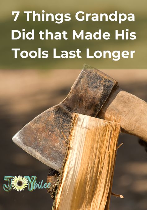 Tool maintenance begins as soon as you get a hand tool.  To increase the longevity of your hand tools and help them last a lifetime use these tool maintenance tips that grandpa used.  If you do these things you can pass your tools on to the next generation. Make Your Own Tools, Home Made Tools, Hand Me Downs, Vintage Hand Tools, Yard Tools, Tool Storage Diy, Carpenter Tools, Hand Tool Kit, Sharpening Tools