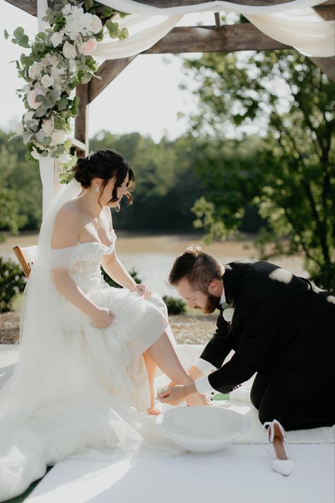 Unity Ceremony Feet Washing, Washing Of The Feet Wedding, Feet Washing Ceremony Wedding Meaning, Footwashing Ceremony Wedding, Wedding Washing Feet Ceremony, Christian Wedding Activities, Washing Feet Wedding Ceremony, Foot Washing Ceremony Wedding, Feet Washing Ceremony