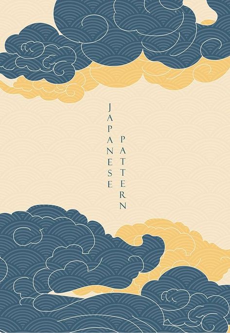 Clouds Illustration, Japanese Wave Pattern, Japanese Background, Japan Pattern, Cloud Background, Graphic Design Style, Cloud Illustration, Japanese Wave, Japanese Waves