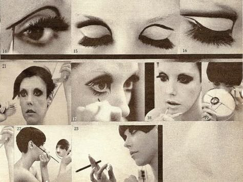 Peggy Moffitt doing her 60s makeup Twiggy Hair, 60s Twiggy, Peggy Moffitt, 1960s Makeup, Twiggy Makeup, Makeup Masterclass, 60s Icons, 60s Makeup, Swinging London