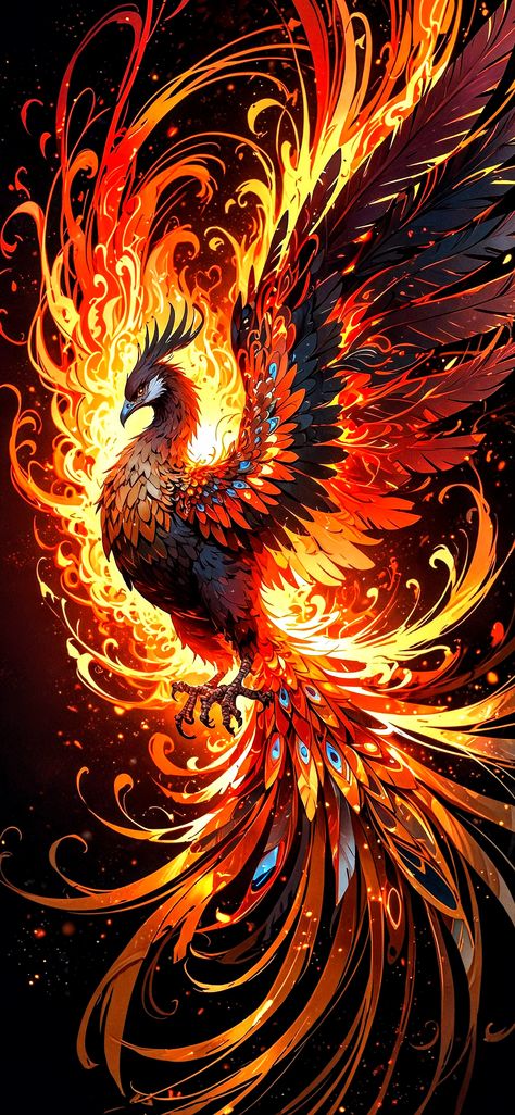 Colorful Phoenix Art, Phoniex Bird Aesthetic, Pheonix Aestethic Wallpaper, Phoenix Bird Wallpaper, Phoenix Wallpaper Hd, Real Phoenix Bird, Delicate Feminine Tattoos, Phoenix Bird Art, Phoenix Tattoo Feminine