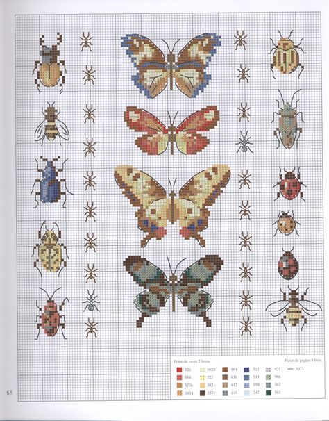 Butterfly Cross Stitch, Pola Kristik, Cross Stitch Bird, Cross Stitch Animals, Bugs And Insects, Cross Stitch Patterns Free, Free Cross Stitch, Tapestry Crochet, A Cross