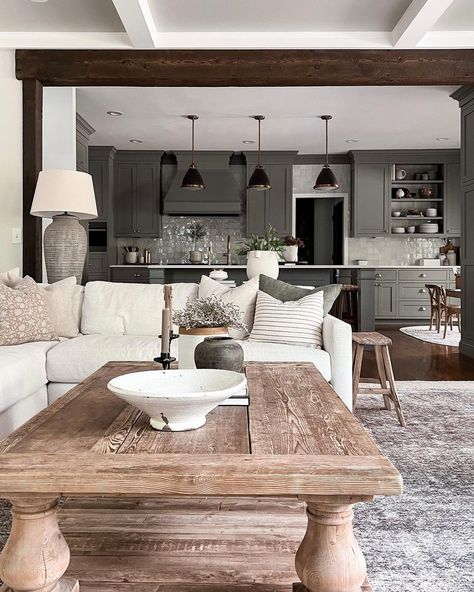 Large Sectional Living Room, White Sectional, Square End Table, Boho Chic Living Room, Home Styling, Upholstered Sectional, Living Room Sectional, Front Room, Decorating Coffee Tables