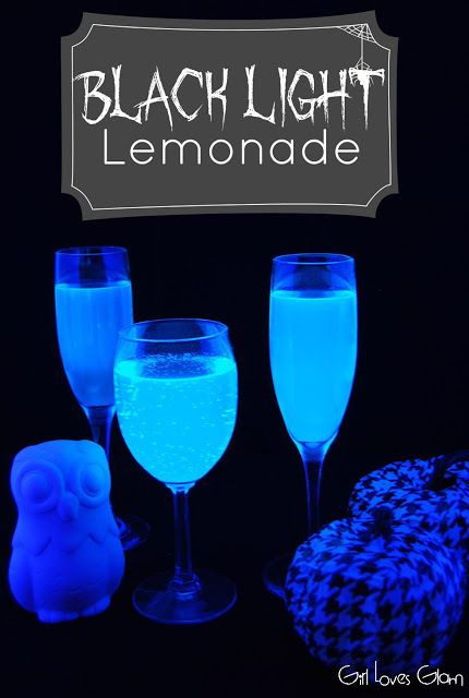 Step 1. Pour tonic water into a punch bowl or glass carafe  Step 2. Add powder lemonade mix to taste  *no ice as it will dilute the tonic water  Step 3. Place under black light and watch it GLOW!  …This ain’t yer grandma’s lemonade! Healthy Halloween Snacks, Blacklight Party, Lemonade Recipe, Healthy Halloween, Blue Curacao, Light Night, Lemonade Recipes, Halloween Drinks, Tonic Water