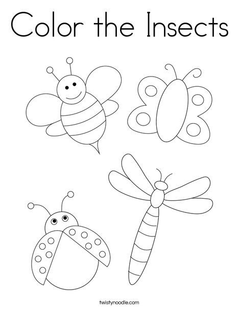 Color the Insects Coloring Page - Twisty Noodle Insects For Kids, Insect Coloring Pages, Insects Preschool, Bug Coloring Pages, Bugs Preschool, Insect Activities, Insect Crafts, Insects Theme, Preschool Coloring Pages