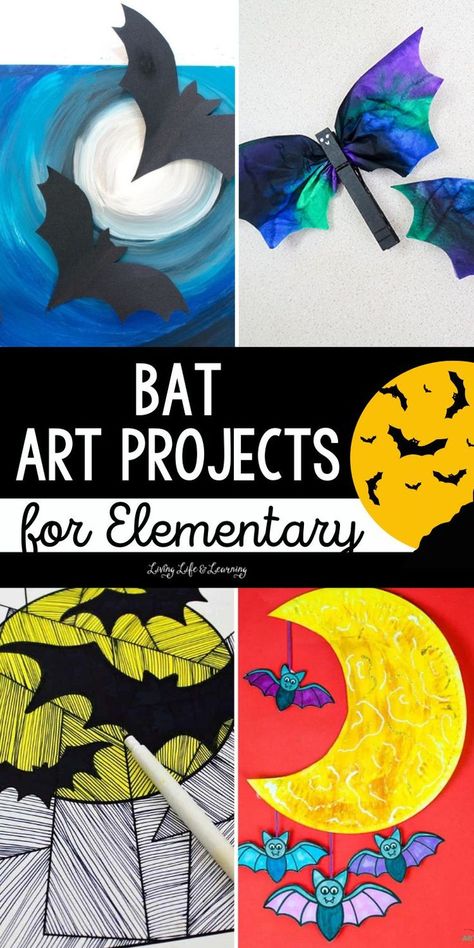 Bat Art Projects for Elementary Art Kindergarten Ideas, Art Projects For Elementary, Homeschool Science Curriculum, Kid Friendly Halloween, Bat Art, Halloween And Fall, Holiday Crafts Diy, Halloween Preschool, Halloween Activities For Kids