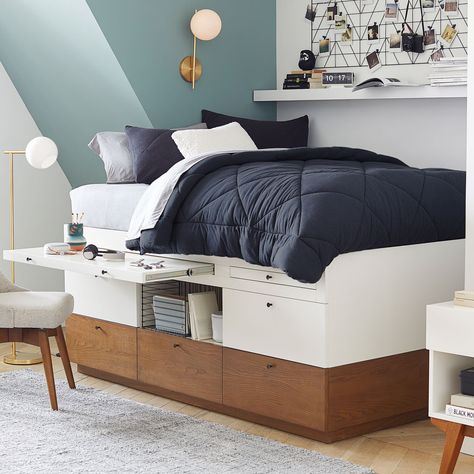 wexpbt-modern-captains-bed Captains Bed, Low Loft Beds, Oversized Furniture, Low Loft, Teen Bedroom Furniture, Teen Bedding, Plywood Furniture, Pottery Barn Teen, Teen Bedroom