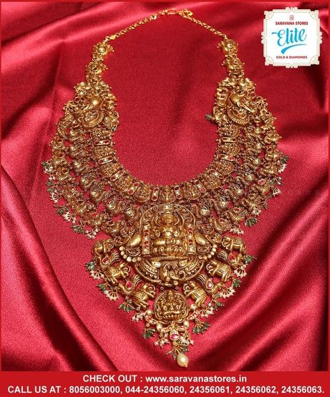 Antique Necklace Gold, Heavy Necklace, Gold Necklace Wedding, Wedding Jewelry Sets Bridal Jewellery, Indian Wedding Jewelry Sets, Bridal Necklace Designs, Gold Temple Jewellery, Antique Necklaces Design, New Gold Jewellery Designs