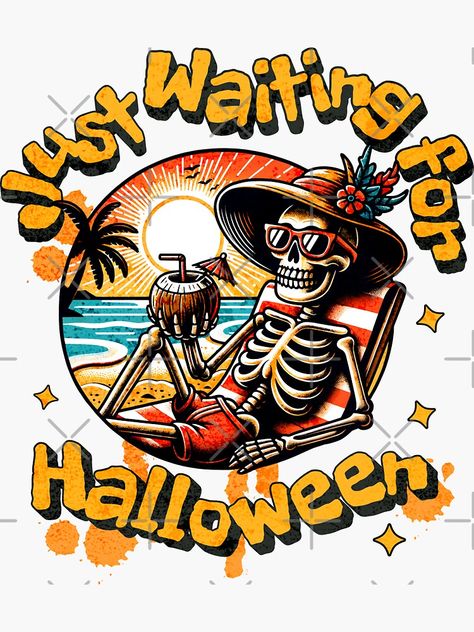 Summer Halloween, Waiting For Halloween, Tropical Island Beach, Beach Retro, Cool Skeleton, Haunted Castle, Funny Skeleton, Halloween Event, Tropical Island