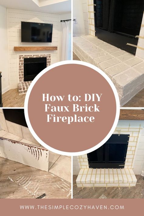 How To Make A Brick Fireplace, Stick On Brick Fireplace, Faux Brick For Fireplace, Faux Brick Wall Panels Fireplace, Enclosing Brick Fireplace, Brick Over Tile Fireplace, Brick Facade Fireplace, Diy Fireplace Tv Wall Faux Brick, Faux Brick Over Tile Fireplace