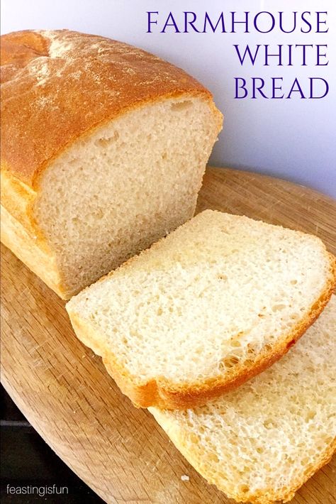 A foolproof white bread recipe, that delivers a tasty farmhouse loaf every single time. Perfect for sandwiches, toast, toasties and more! #breadbakers #bread #easybreadrecipes Single Loaf White Bread Recipe, Cottage Bread Recipe, Farmhouse Bread Recipe, Oven Baked Bread, Loaf Bread Recipe, Farmhouse Bread, Sugar Dough, White Bread Recipe, Bread Maker Recipes