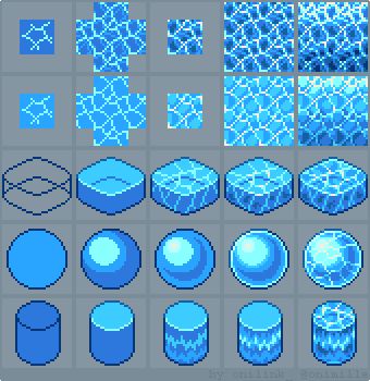 [Tutorial][OC] How to draw water Water Pixel Art, Pixel Art Texture, Pixel Water, Isometric Pixel Art, How To Pixel Art, How To Draw Water, Pixel Art Maker, Draw Water, Piskel Art