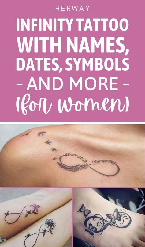 Infinity Signs Small Tattoos, Infinity Names Tattoos, Sister Tattoos Infinity Symbol, Sister Infinity Tattoo Ideas, Infinity With Date Tattoo, Infinity Tattoo With Coordinates, Mother And Son Infinity Tattoo, Pretty Infinity Tattoos, Mom And Son Infinity Tattoo