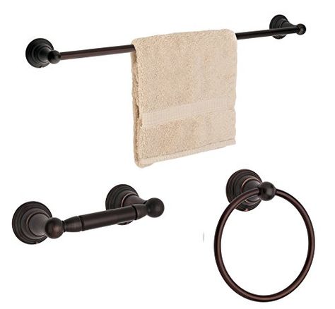 Dynasty Hardware 2200ORB3PC Muirfield Series Bathroom Hardware Set Oil Rubbed Bronze 3Piece Set With 24 Towel Bar ** Click image for more details. Note:It is Affiliate Link to Amazon. Rubbed Bronze Bathroom, Oil Rubbed Bronze Bathroom, Double Towel Bar, Copper Bar, Bathroom Hardware Set, Towel Bars, Towel Rings, Bathroom Hardware, Wall Organization