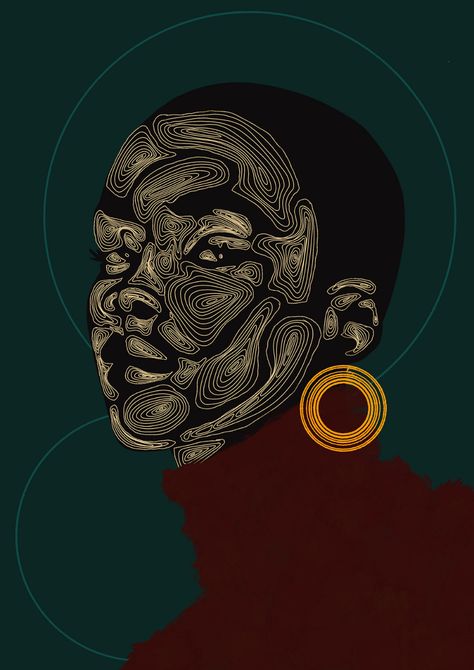 LAYERED on Behance Black Background Artwork, Afrofuturism Art Illustrations, Creative Tshirt Design Inspiration, African Aesthetic, African Drawings, Afrofuturism Art, Futurism Art, African Women Art, Tshirt Design Inspiration