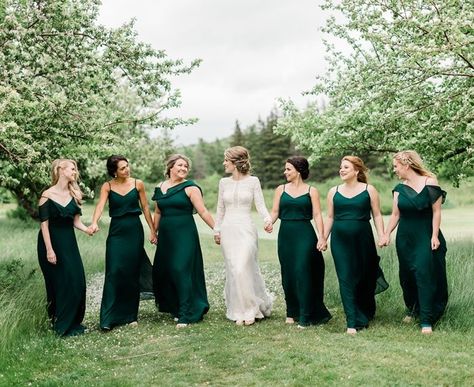 Emerald Wedding Colors, Top Wedding Colors, Emerald Green Bridesmaid Dresses, Dark Green Bridesmaid Dress, Pretty Bridesmaid Dresses, Bridesmaid Dresses Under 100, Emerald Bridesmaid Dresses, Grey Bridesmaids, Convertible Bridesmaid Dress