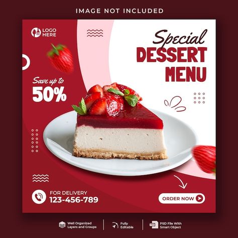 Dessert Poster Design Ideas, Cakes Poster Design, Sweets Poster Design, Food Advertisement Poster Products, Dessert Social Media Design, Bakery Social Media Design, Cake Banner Design, Dessert Graphic Design, Dessert Poster Design