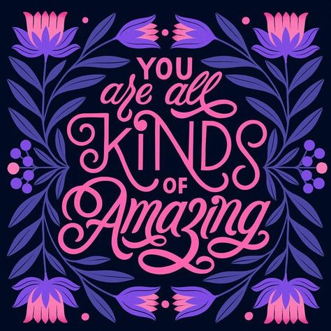 You Are All Kinds Of Amazing.Tag someone amazing and let them know how much you appreciate them 💕 You Are All Kinds Of Amazing, How Are You Quotes, Carmi Grau, Nice Letters, Letras Cool, الفن الرقمي, Hand Lettering Inspiration, Types Of Lettering, Lettering Quotes