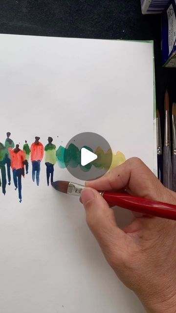 Watercolor Art For Beginners People, Pen Ink And Watercolor Drawings, Paint People, Watercolor People Tutorial, Sketching Watercolor, Watercolor Ideas Simple, Watercolour Person Simple, Art Figures, Watercolour People