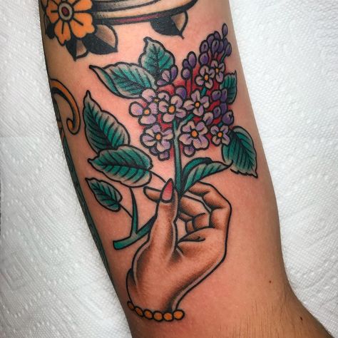 Hydrangea Tattoo, Larkspur Tattoo, Lilac Tattoo, 22 Tattoo, Butterfly With Flowers Tattoo, Roots Tattoo, Thumb Tattoos, Pride Tattoo, Traditional Tattoo Flowers