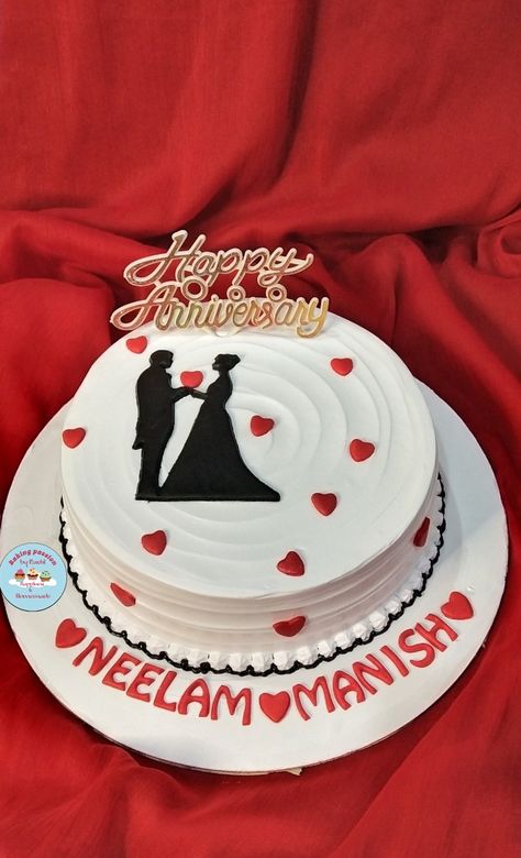 Anniversary cake Cake Designs For Marriage Anniversary, 1 Kg Anniversary Cake Design, Half Kg Anniversary Cake Design, 1st Anniversary Cake Ideas, Anniversary Cake Designs Simple, Happy Anniversary Cake Design, 1st Anniversary Cake Designs, Anniversary Cake Ideas Simple Easy, Anniversary Cake Ideas For Parents