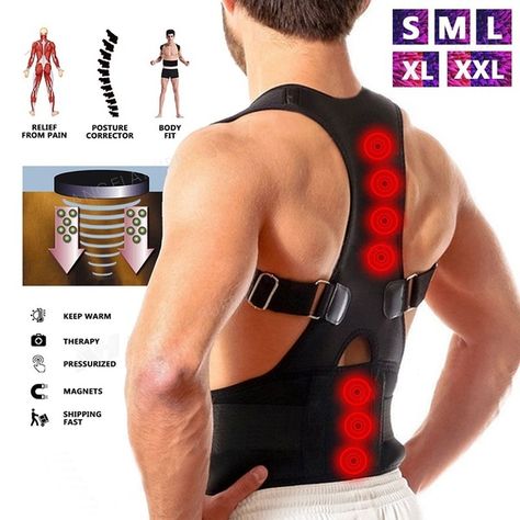 Adjustable Magnetic Posture Back Support Corrector Belt Band Belt Brace Shoulder Lumbar & Lower Back Support Belt Brace Strap Pain Relief Posture Wai Back Corrector, Posture Correction Brace, Posture Correction Belt, Posture Corrector For Men, Posture Brace, Back Posture Corrector, Shoulder Brace, Back Brace, Posture Support