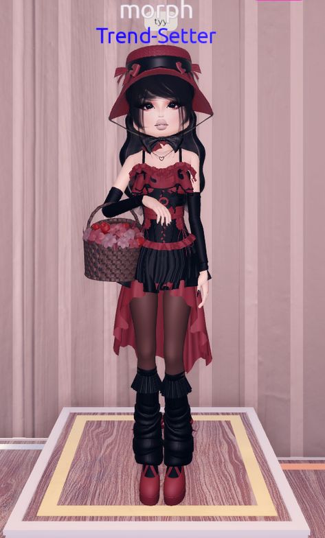 dti outfit dark colors, red and black Dti Outfits Dark Colors, Dark Coquette Dress To Impress, Coquette Party, Coquette Dress, Outfit Dark, Roblox Dress, Dark Coquette, Black Jeans Outfit, House Party