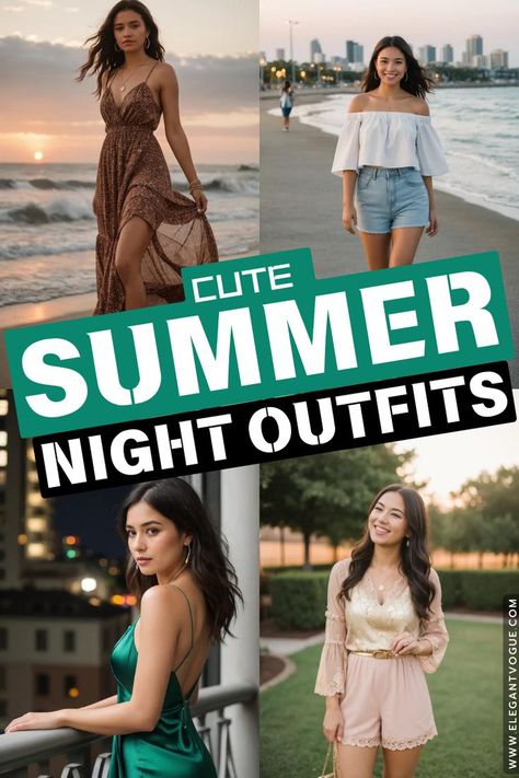 Cute Summer Night Outfits Cute Summer Night Outfits, Cute Date Night Outfits Summer, Summer Evening Outfit Night, Dinner And Drinks Outfit, Summer Evening Outfit, Drinks Outfits, Cute Date Night Outfits, Dinner Party Outfits, Summer Night Outfit