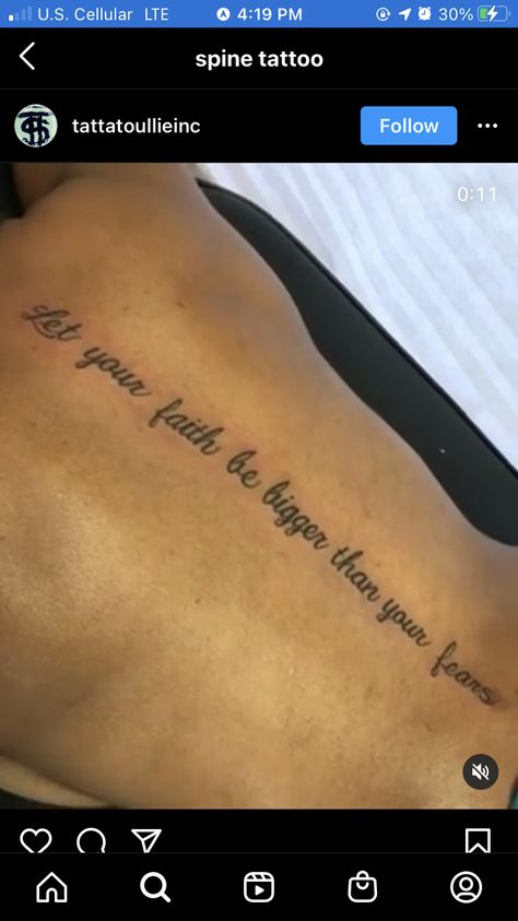 Faith Over Fear Spine Tattoo, Let Your Faith Be Bigger Than Your Fear Tattoo, Spinal Tattoo, Fear Tattoo, Cross Tattoos For Women, Spine Tattoo, Faith Over Fear, Cross Tattoo, Stronger Than You