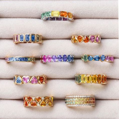 Rainbow Wedding Rings, Rainbow Rings Jewelry, Rainbow Sapphire Jewelry, Rainbow Sapphire Ring, Rainbow Wedding Ring, Rainbow Engagement Ring, Rainbow Ring, Colourful Jewellery, Rainbow Rings Engagement