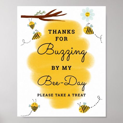 Bee Theme Birthday Party Favor Sign | Bee-Day - Birthday Decoration