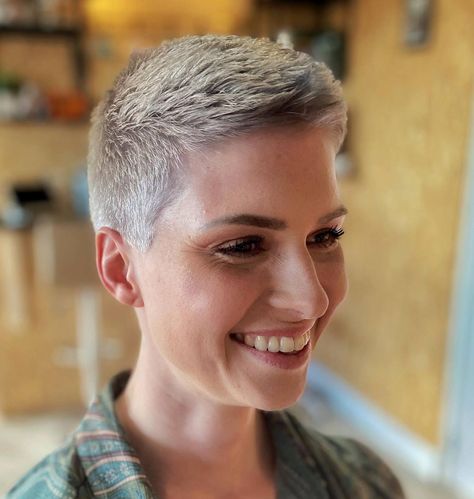 Women’s Extra-Short Cut for Thick Hair Really Thick Short Hair, Short Haircuts For Thick Coarse Hair, Extra Short Hairstyle Women, White Pixie Cut, Women's Haircut, Pixie Haircuts For Women, Thick Coarse Hair, My New Haircut, Thick Hair Cuts