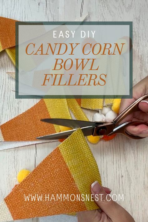 Candy Corn Candles Diy, Dollar Tree Candy Corn Crafts, Dollar Tree Candy Corn Garland, Candy Corn Bowl Fillers, Pumpkin Bowl Fillers, Candy Corn Crafts Diy, Bowl Fillers Diy, Diy Bowl Fillers, Fall Bowl Fillers