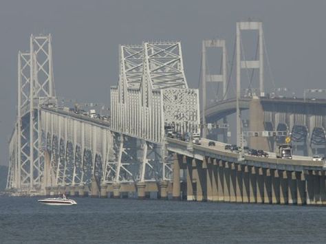 The Chesapeake Bay Bridge Cheasepeake Bay, Chesapeake Bay Bridge, Railroad Bridge, Ocean City Maryland, Sonic Adventure, Pedestrian Bridge, Chesapeake Bay, Scenic Routes, Ocean City