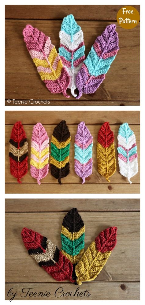 Crochet Feathers Free Pattern, Knitting Projects Free, Crochet Feather, Indian Feathers, Accessories Crochet, Feather Pattern, Crochet Inspiration, Crochet Jewelry, Free Crochet Patterns