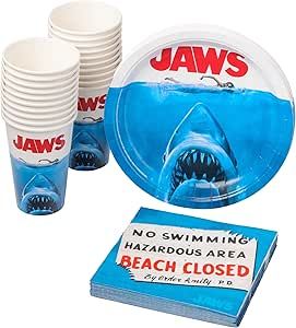 Jaws Birthday Party, Jaws Party, Cat Birthday Party, Shark Party, Bigger Boat, Hello Kitty Birthday, Viewing Party, Party Pack, Disposable Cups