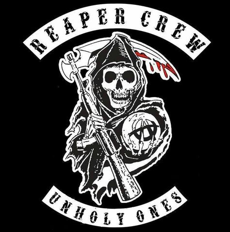 Reaper Crew ~ UnHoly Ones Sons Of Anarchy Reaper, Sons Of Anarchy Motorcycles, Sons Of Anarchy Samcro, Sons Day, Custom Pet Tags, Jax Teller, Biker Patches, Puppy Collars, Surprising Facts