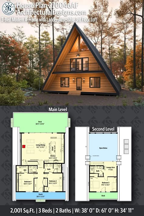 House Plan 270046AF gives you 2000 square feet of living space with 3 bedrooms and 2 baths