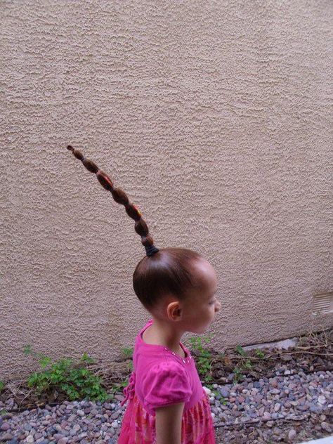 Crazy Hair Day Ponytails, Funny Braids Hairstyles, Jail Hairstyles, Crazy Hair Inspiration, Gross Hair Hairstyles, Crazy Hair Designs, Crazy Long Hairstyles, Really Cool Hairstyles, Weird Hair Styles