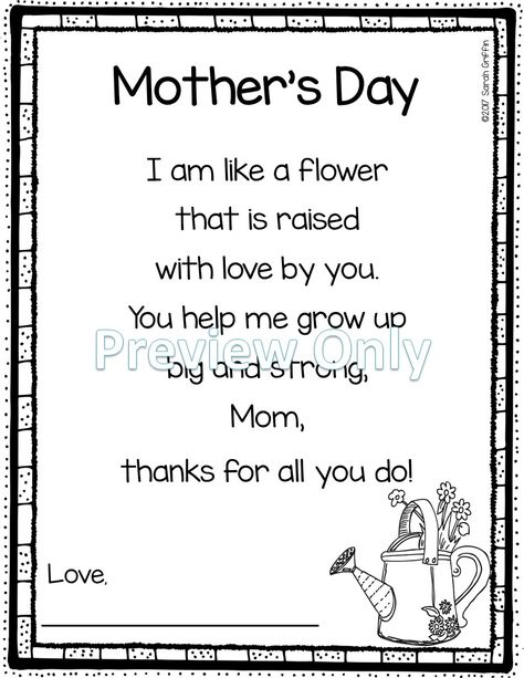 mothers-day-poem-for-kids-example Mothers Day Poems Preschool, Mother’s Day Poem, Kindergarten Poems, Mothers Day Crafts Preschool, Poem Template, Poems For Kids, Diy Mother's Day Crafts, Mom Poems, Mothers Day Poems