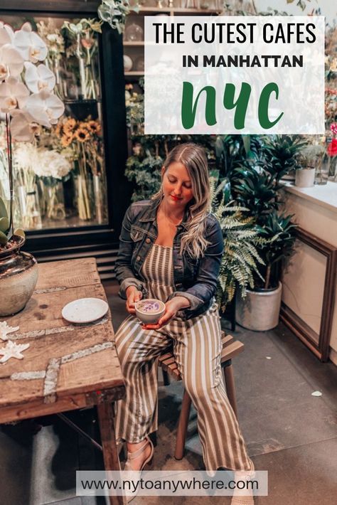 The Cutest Cafes in NYC »The cutest cafes in Manhattan you must try! Coffee Shops In New York, Cutest Cafes, Manhattan Cafe, Nyc Cafe, Shops In New York, Manhattan Night, Nyc Coffee, Mushroom Toast, Urban Backyard