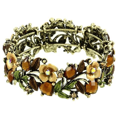 PRICES MAY VARY. Flower Bracelet Bangle Antique Gold / Brown Crystal Beads, Rhinestones Crystals and Hand-Painted Bracelet Height Approximate: 1" Well Packed in Jewelry Box Falari Vintage Flower Bracelet Bangle Crystal Beads Hand-Painted / Height: 1" Month Gemstones, Vintage Jewlery, Fancy Necklace, Chunky Jewelry, Amazon Store, Funky Jewelry, Pretty Bracelets, Flower Bracelet, Bracelet Bangle